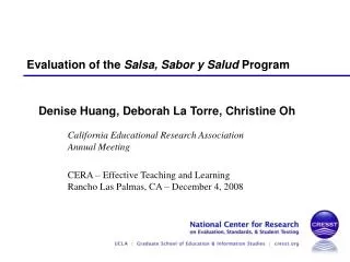 Evaluation of the Salsa, Sabor y Salud Program