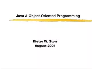 Java &amp; Object-Oriented Programming