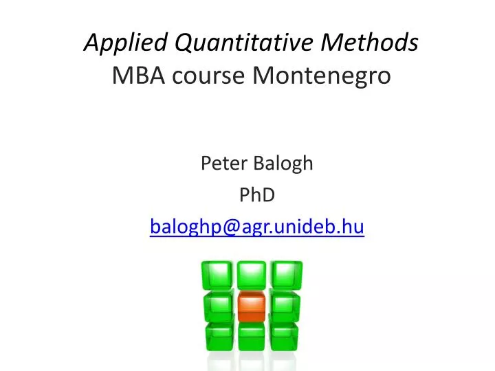 applied quantitative methods mba course montenegro
