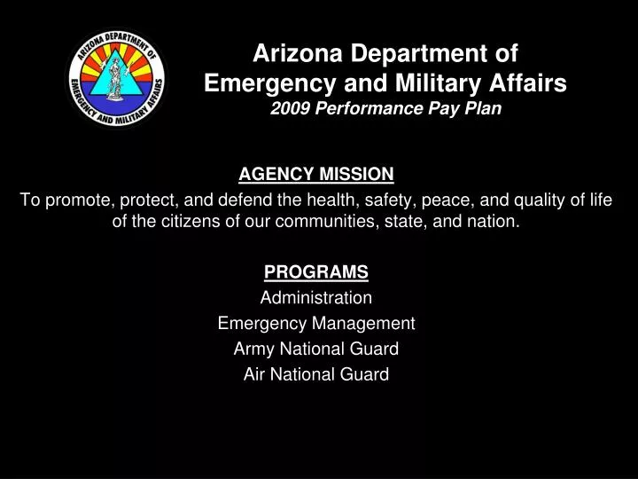 arizona department of emergency and military affairs 2009 performance pay plan