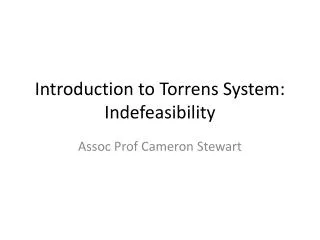 Introduction to Torrens System: Indefeasibility