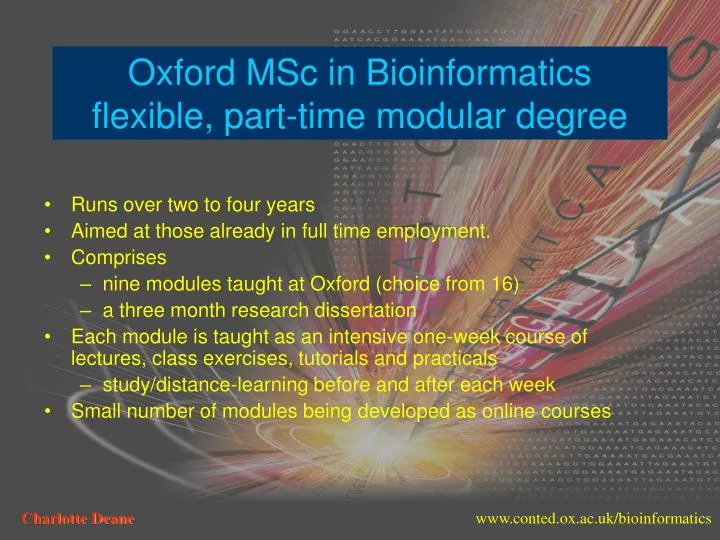 oxford msc in bioinformatics flexible part time modular degree