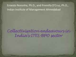 Collectivisation endeavours in India’s ITES-BPO sector
