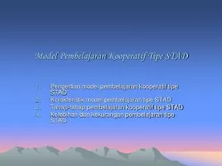 model pembelajaran kooperatif tipe stad