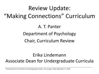Review Update: “Making Connections” Curriculum