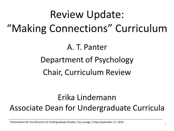 review update making connections curriculum