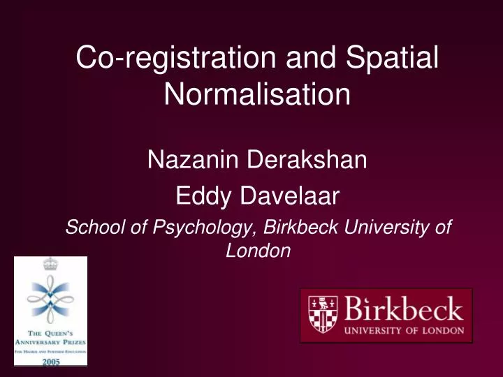 co registration and spatial normalisation