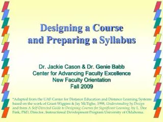 Designing a Course and Preparing a Syllabus
