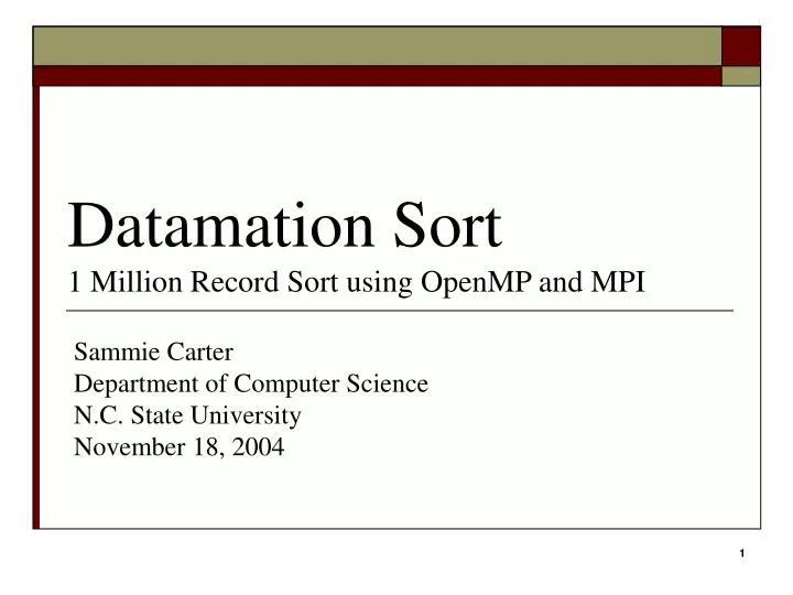 datamation sort 1 million record sort using openmp and mpi