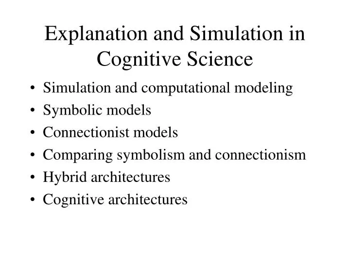 explanation and simulation in cognitive science
