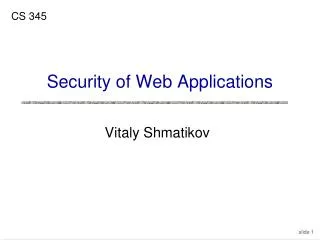 Security of Web Applications