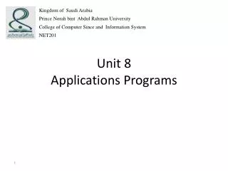 Unit 8 Applications Programs