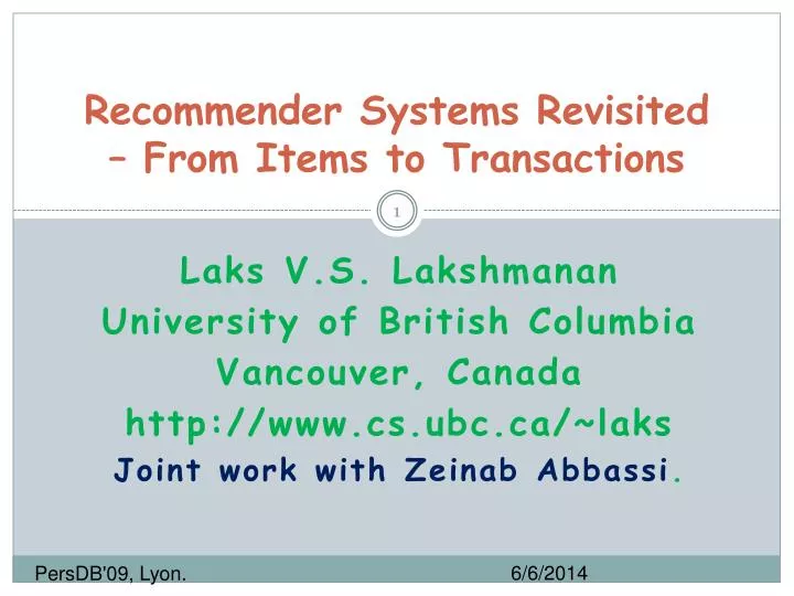 recommender systems revisited from items to transactions