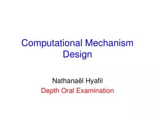 Computational Mechanism Design