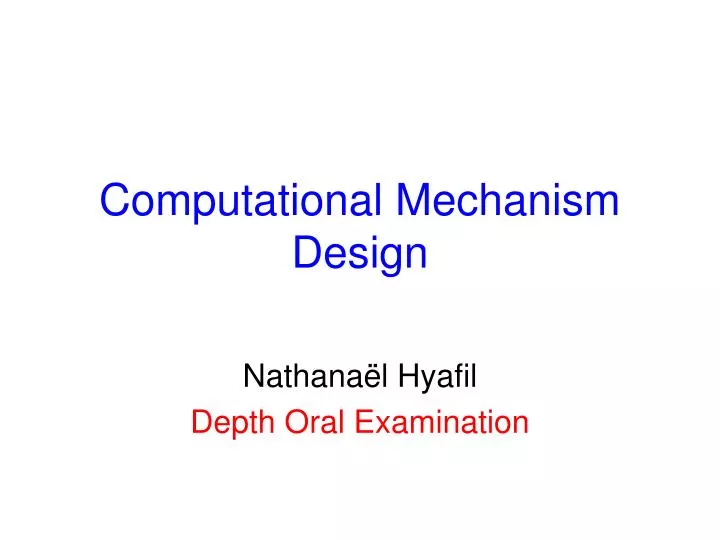 computational mechanism design