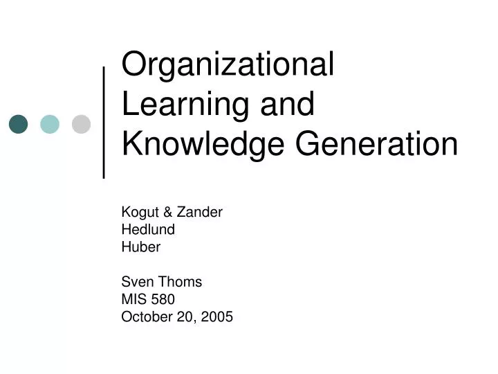 organizational learning and knowledge generation