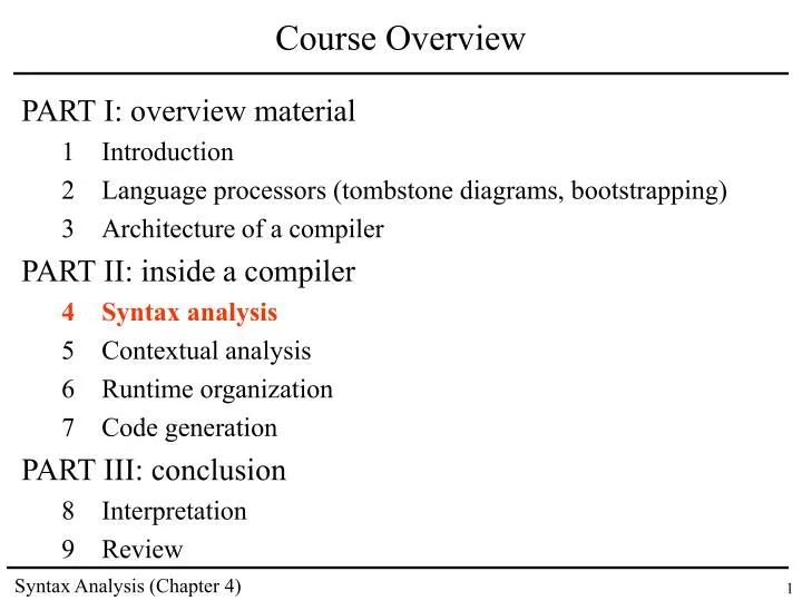 course overview