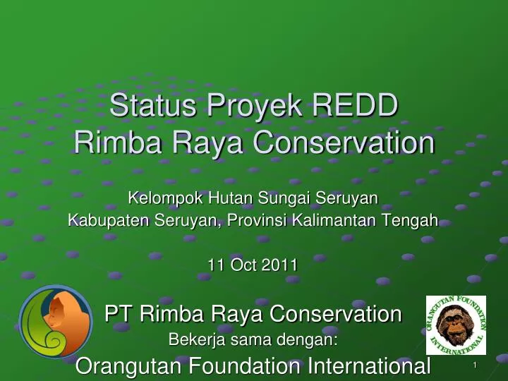 status proyek redd rimba raya conservation