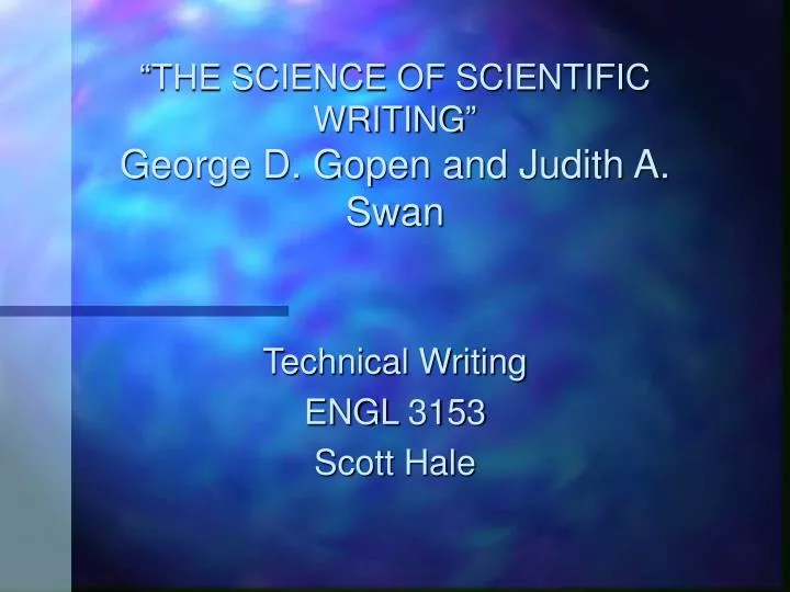 the science of scientific writing george d gopen and judith a swan