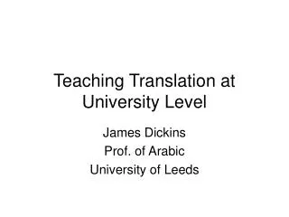 Teaching Translation at University Level