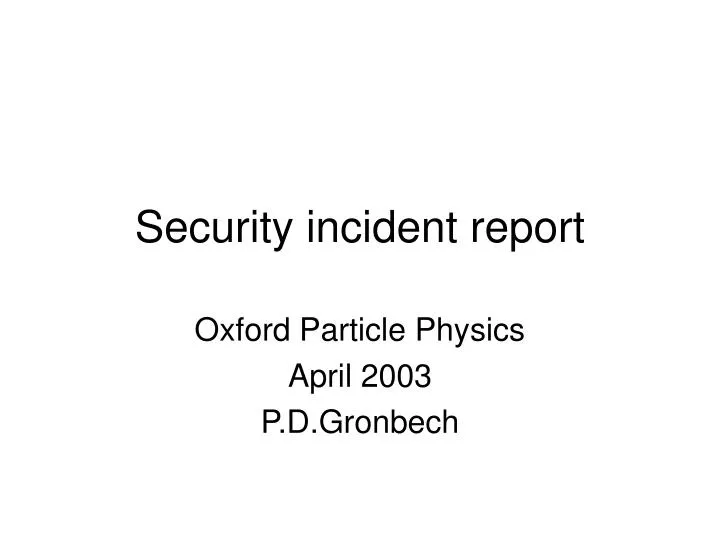 security incident report