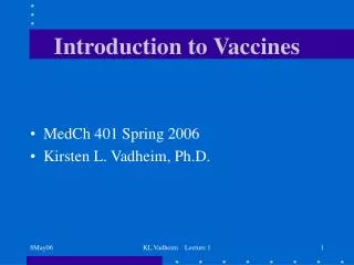 Introduction to Vaccines