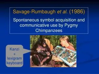 Savage-Rumbaugh et al. (1986) Spontaneous symbol acquisition and communicative use by Pygmy Chimpanzees