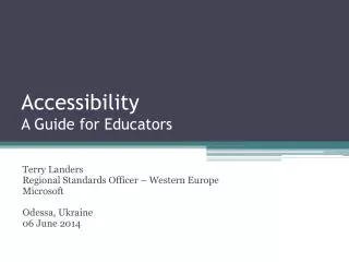 Accessibility A Guide for Educators