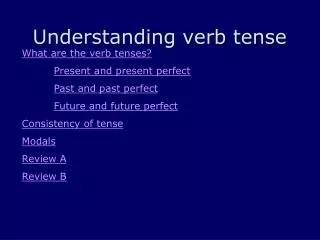 Understanding verb tense