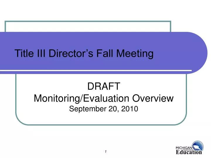 draft monitoring evaluation overview september 20 2010