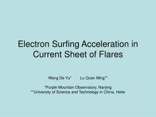 Electron Surfing Acceleration in Current Sheet of Flares