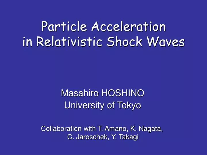 particle acceleration in relativistic shock waves