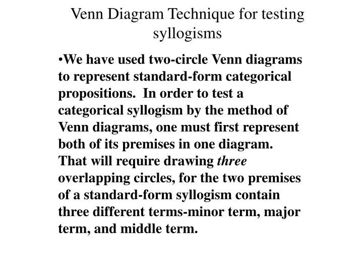 venn diagram technique for testing syllogisms