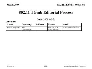 802.11 TGmb Editorial Process