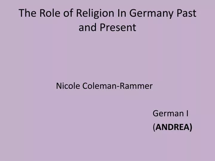 the role of religion in germany past and present