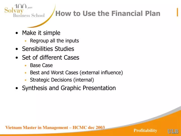 how to use the financial plan