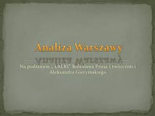Analiza Warszawy