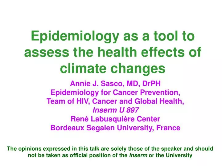 epidemiology as a tool to assess the health effects of climate changes