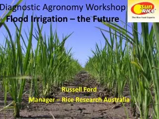 Diagnostic Agronomy Workshop Flood Irrigation – the Future