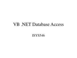 VB .NET Database Access