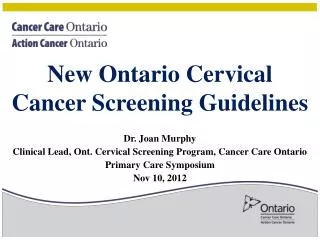 New Ontario Cervical Cancer Screening Guidelines