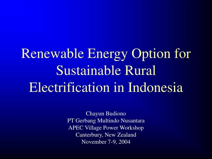 renewable energy option for sustainable rural electrification in indonesia