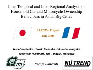 Inter-Temporal and Inter-Regional Analysis of Household Car and Motorcycle Ownership Behaviours in Asian Big Cities