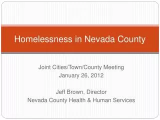 Homelessness in Nevada County