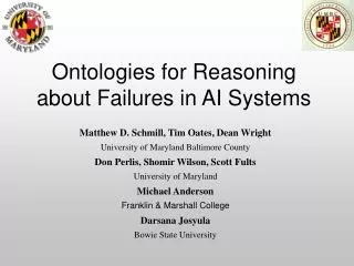 ontologies for reasoning about failures in ai systems