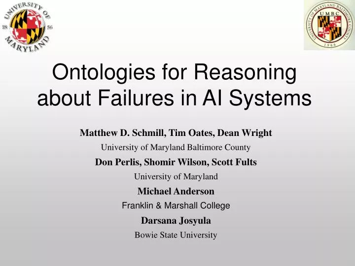 ontologies for reasoning about failures in ai systems