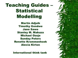 Teaching Guides – Statistical Modelling