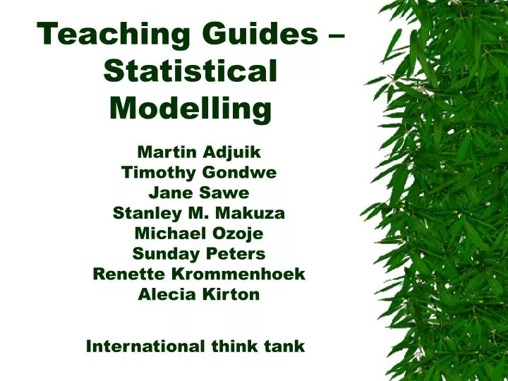 teaching guides statistical modelling