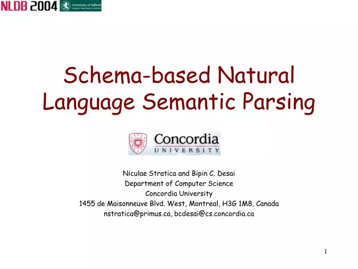 schema based natural language semantic parsing