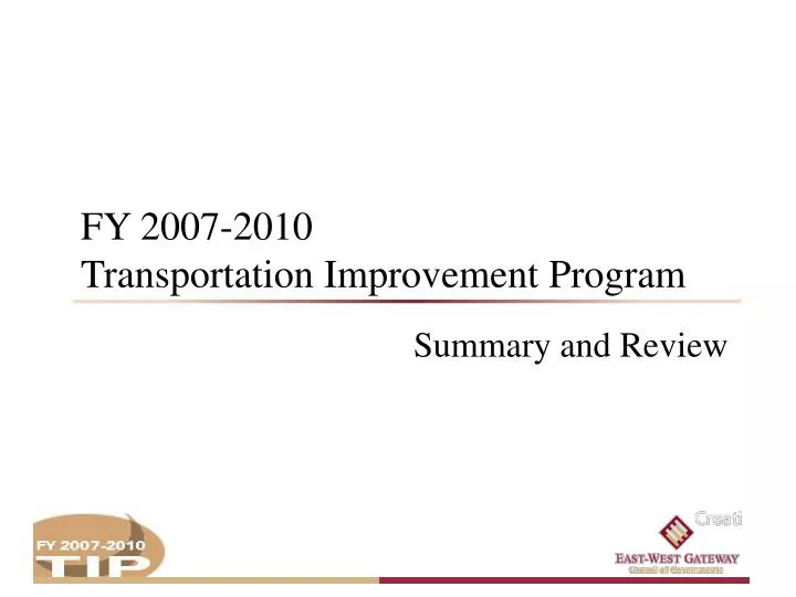 fy 2007 2010 transportation improvement program